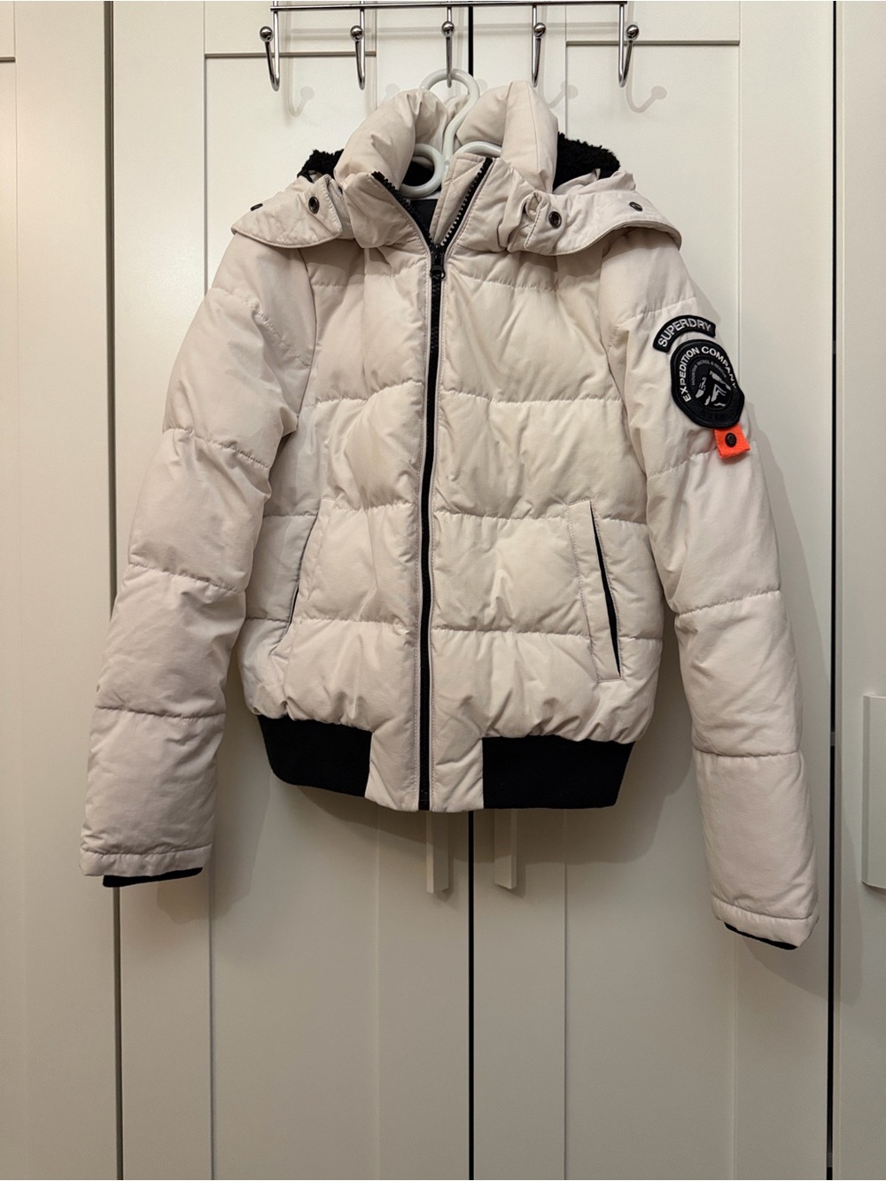 Superdry Cream Puffer Jacket with Hood
